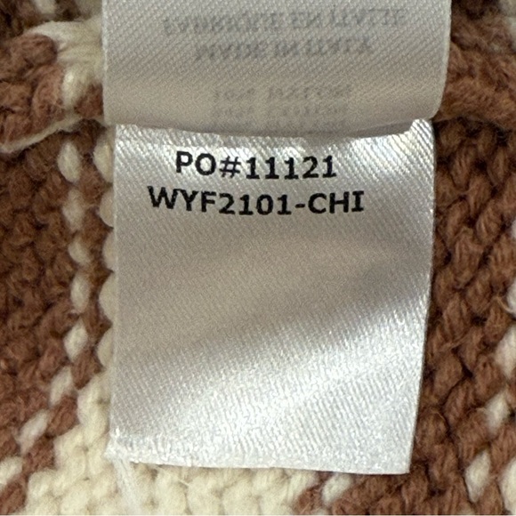 Faherty Cuddle Striped Crew Sweater Chai Stripe Cream Brown Knit Medium Rare - Picture 10 of 11